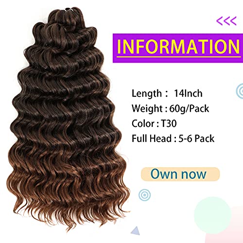 Ocean Wave Crochet Hair Deep Wave Braiding Extensions 8 Packs 14 Inch T30