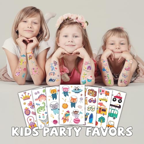 EMOME 2100+ Styles Tattoos for Kids, 168 Sheets Temporary Tattoos for Kids Party Favors Birthday Decorations, Mermaid Truck Dinosaur Tattoos Stickers for Girls Boys, Halloween Goodie Bag Stuffers
