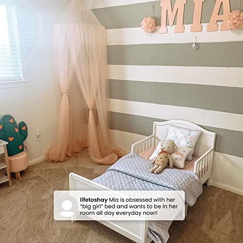 Delta Children Bennett Wood Toddler Bed Bianca White - Greenguard Gold Certified, Low Profile, Safety Guardrails