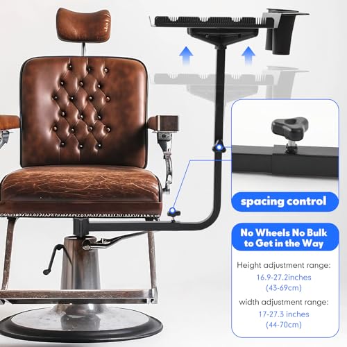 Salon Tray for Chairs 14.17 x 12.6 Inches Adjustable 360° Rotating Metal Hairdressing Tool Organizer with Height & Width Flexibility - Variation: 14.2 x 12.6 x 16.9 Inches