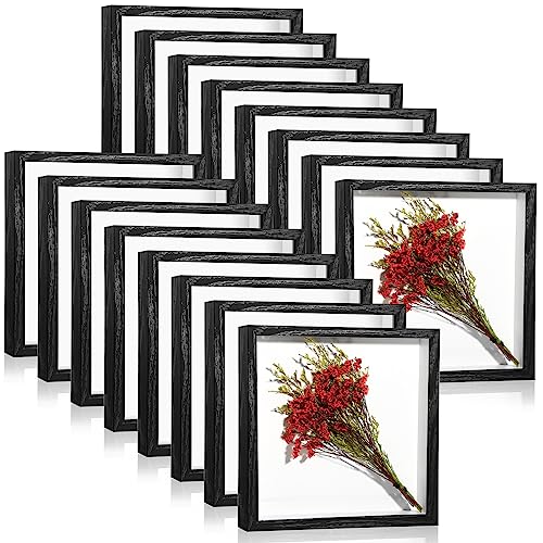 Ripeng 16 Pack 8x8 Inch Deep Shadow Box Frames - Black Wall Display Cases