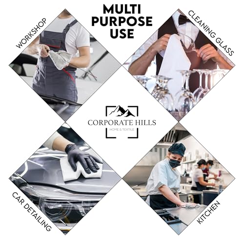 Corporate Hills White 250-Pack Cotton Terry Cleaning Cloths 12x12 Inches
