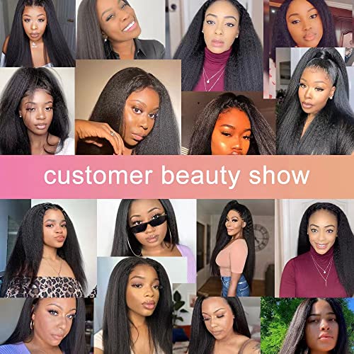 Kinky Straight Human Hair Clip-In Extensions 120g Full Head 18 Inch Natural Black