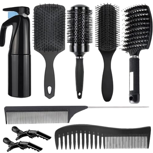 Black Curly Hair Brush Set for Women - Detangling & Styling Tools