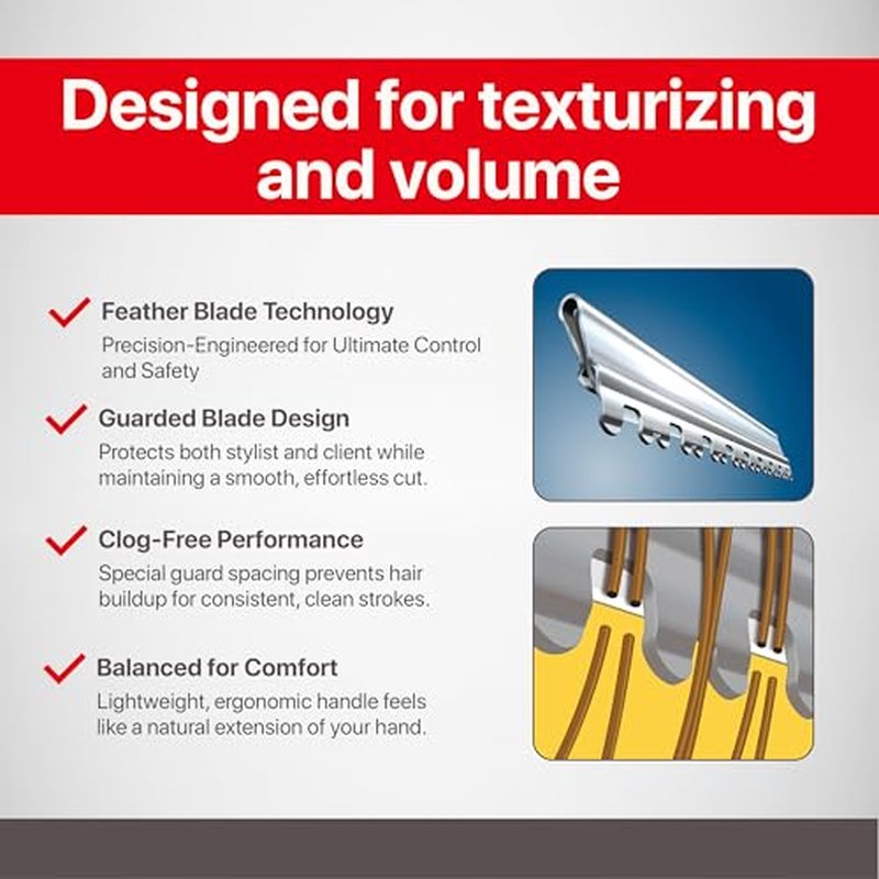 Feather - Styling Razor Texturizing Blades - For Professional Hair Cutting - Thinning, Texturizing, Shaping, and Styling - Japanese Stainless Steel - Replacement Blades - 10 Pack Made in Japan