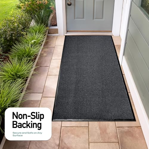 Heavy Duty Rubber Door Mat 8x4 Feet Indoor Outdoor Waterproof Entryway Charcoal