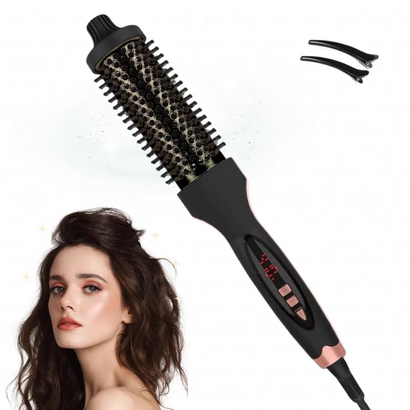 IUI Beauty Thermal Brush, IUI Beauty 3-in-1 Negative Ion Thermal Brush, Perfect Style in 30 Seconds, Snag-Free bristles for a Smooth, Seamless Glide, Up to 410°F Leafverve((Black)