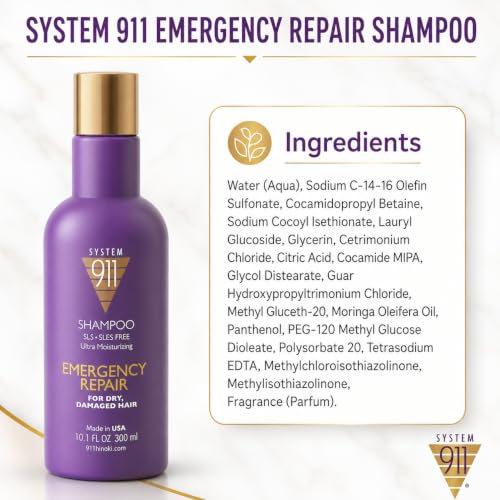 Hayashi System 911 Repair Moisturizing Shampoo for Dry Damaged Hair - 10.1 Fl Oz