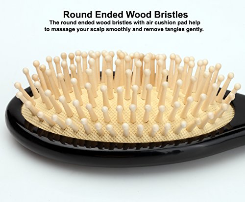 Antique Alive Butterfly Black Mother of Pearl Inlay Hair Brush - Detangling & Scalp Massage, Gift Ready