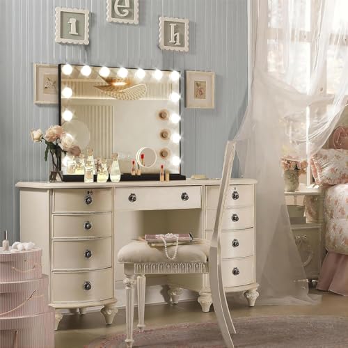 Black Hollywood Vanity Mirror with Lights, 15 Dimmable Bulbs, 3 Color Lights,Make Up Lighted Mirror, Aluminum Metal Frame, USB Charging Port£¨23" x 18"£©