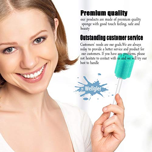 Disposable Oral Sponge Swabs Sky Blue Plum Shape 250 Count - Gentle Mouth Cleaning