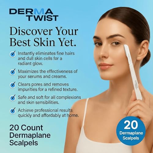 DermaTwist Dermaplane Razor for Women Face ? 20-Pack Sterile Disposable Dermaplane Scalpels Facial Razors for Women Face Dermaplaning Professional Face Shaver (14R)
