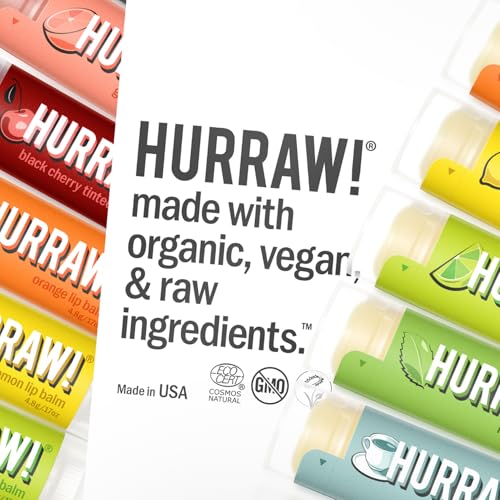 Hurraw! Lip Balm Bundle - Staff Favorites 4-Pack with Chocolate Mint, Watermelon, Vanilla Bean & SPF 15 - Organic Vegan Lip Care