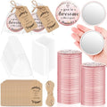 Tradder 50 Sets 2.76" Inspirational Compact Pocket Mirrors Bulk Galentines Appreciation Gifts Small Purse Makeup Mirrors Pink Souvenir Bags for Stuffer Items Women Quinceanera Employee (Awesome)