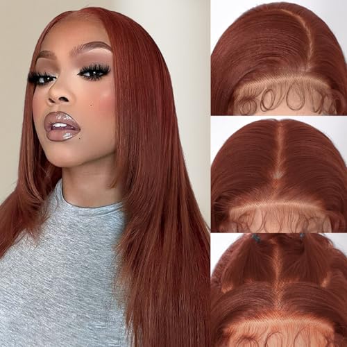 Suntefic 24 Inch Synthetic Lace Front Wig 13x6 HD Glueless Pre-Plucked Hairline for Black Women, Yaki Straight Layered Style