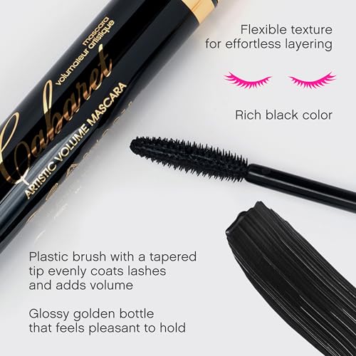Vivienne Sab? Classic Mascara Cabaret ? Volume and Length Mascara for Defined Everyday Lashes, Clean, Smudge-Resistant, Cruelty-Free, Blackest Black, Made in Italy, 0.3 fl oz