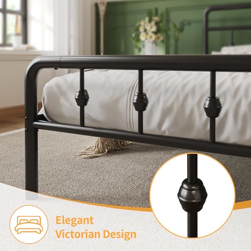Black Twin Bed Frame with Headboard and Footboard - 12 Inch Platform Bed for Kids & Teens