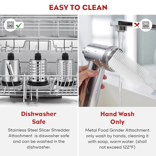 Cofun Stainless Steel Meat Grinder & Cheese Slicer Attachment for KitchenAid - Silver
