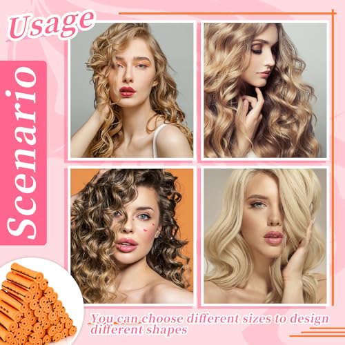 Tigeen 120 Pcs Perm Rods Set 0.87 Inch Orange Hair Curlers for Long & Short Hair