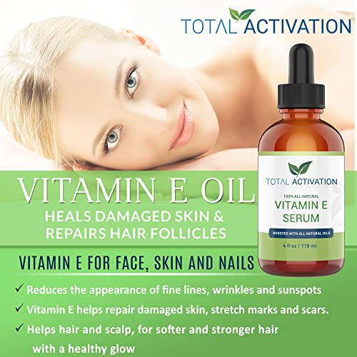 Organic Vitamin E Face Serum - 100% Pure Cold-Pressed Skin & Hair Oil - 4 oz