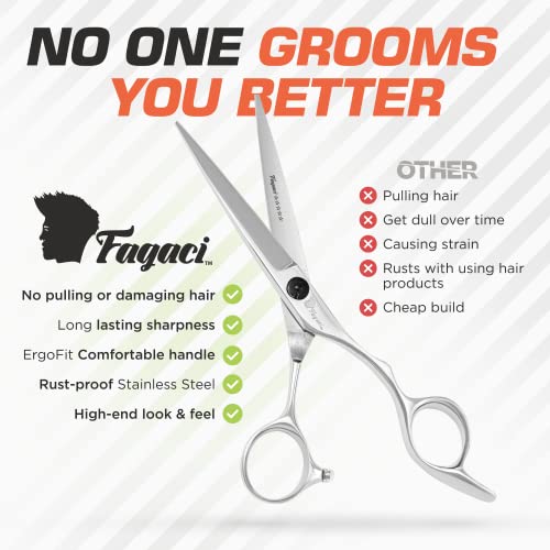 Fagaci Hair Cutting Scissors 6-Inch Professional Hair Shears with Sharp Blades