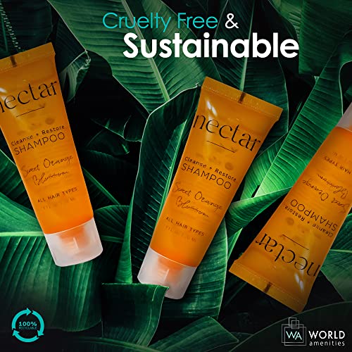 50 Pack Travel Size Shampoo with Orange Blossom - Recyclable Mini Bottles