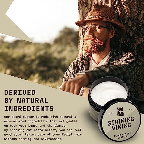 Beard Balm and Beard Butter Set with Vanilla Scent - Natural Moisturizing Grooming Kit
