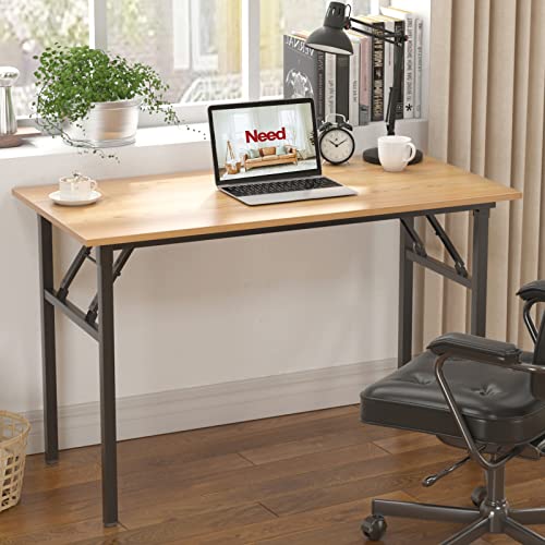 Folding Laptop Desk 47.2x23.6 in Teak & Black Frame Office Computer Table