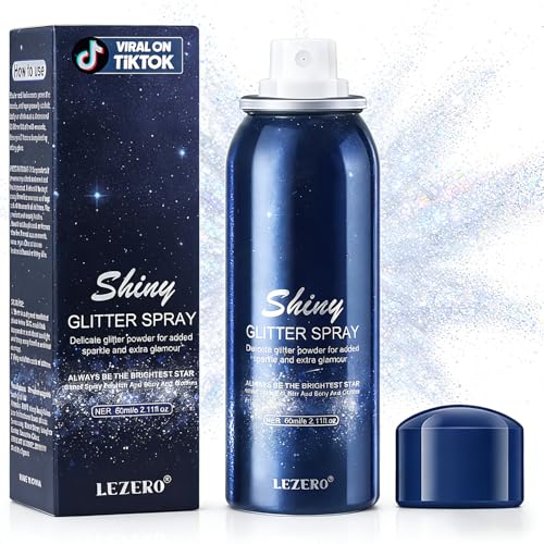 Face and Body Glitter Spray for Women, Temporary Glitter Hairspray Shimmer Makeup for Mardi Gras Singer Concerts Music Rave Festival Accessories, Up to 8 Hour, Holo Silver, 2oz