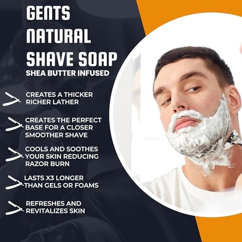 G.B.S GENTS Shaving Soap Set ? Sandalwood & Bay Rum Natural Shave Soaps with Stainless Steel Lather Bowl ? Rich Creamy Lather, Shea-Infused, Long-Lasting Men¡¯s Wet Shave Essentials