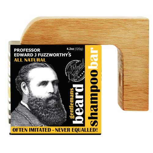 Natural Beard Shampoo & Face Body Wash with Wooden Soap Dish - Men's Grooming Kit
