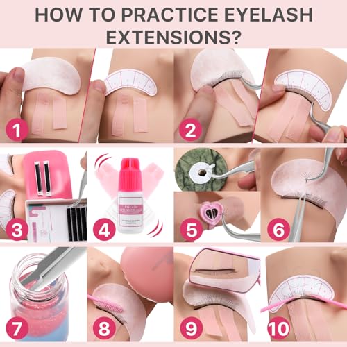 Pink Eyelash Extension Practice Kit for Beginners - Lash Training Set