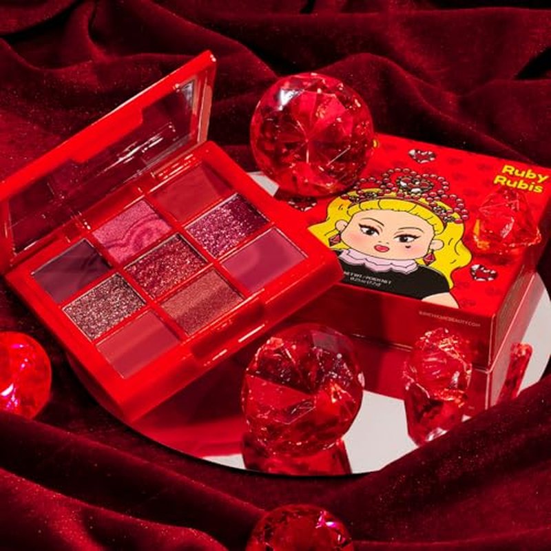 KimChiChic Beauty Jewel Collection Eyeshadow Palette - Highly Pigmented Matte & Glitter Shades, Blendable & Long Lasting, Cruelty Free, Ruby