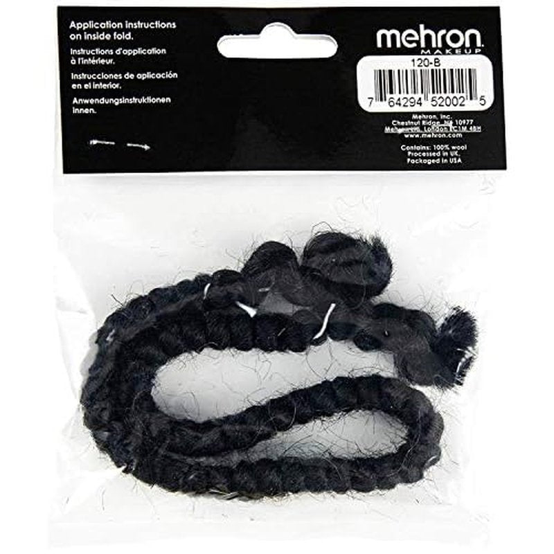 Mehron Makeup Crepe Hair | Fake Hair for Special Effects Makeup, Theatre, Stage & Screen, Cosplay, Halloween FX| 12 Inch Extra Long Braid (Black)