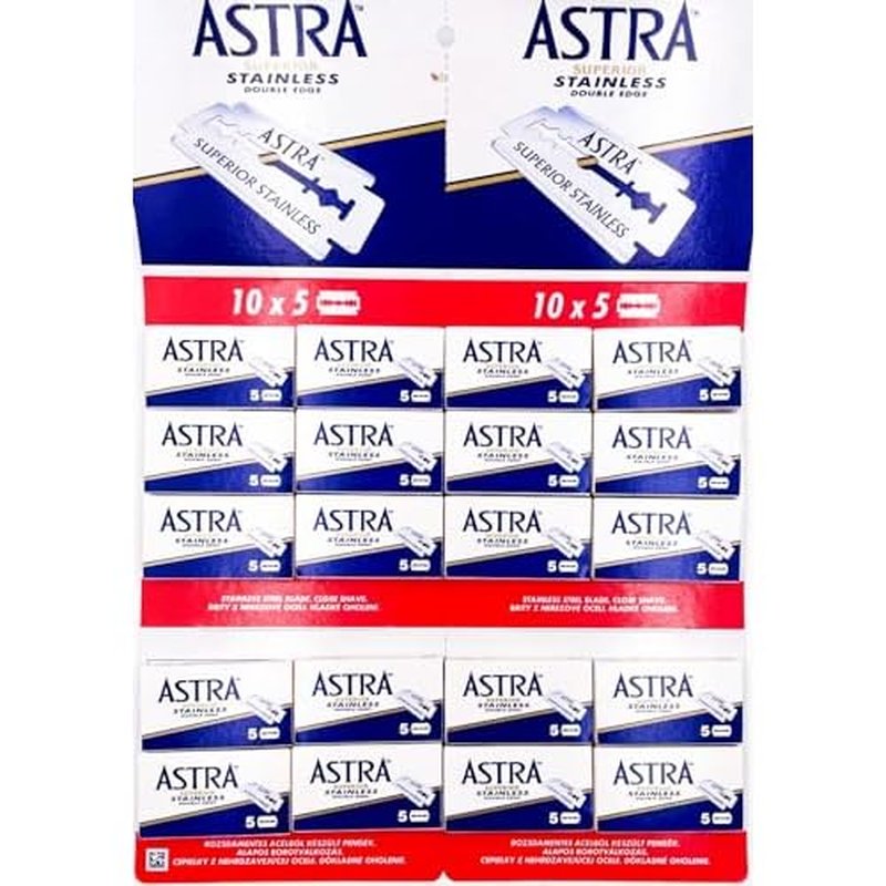 Astra Stainless, Double Edge Razor Blades, 100 pieces