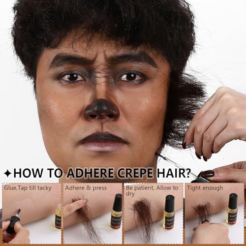 BOBISUKA Werewolf SFX Makeup Kit - Halloween Costume & Special Effects Set with Face Paint Crepe Hair Fake Blood