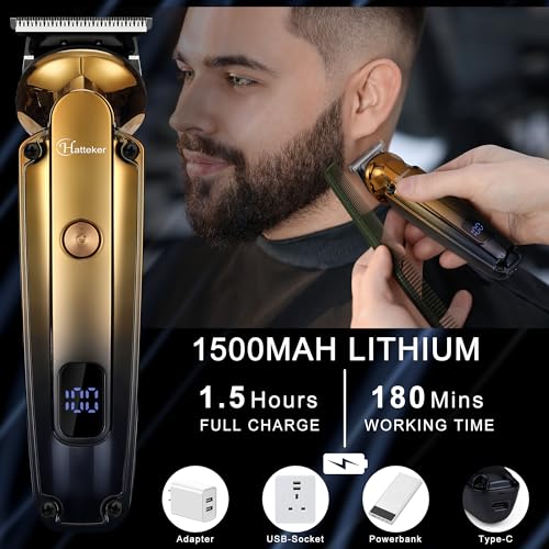 Gold Men's Beard Trimmer Kit 6-in-1 Waterproof Electric Razor & Hair Clipper