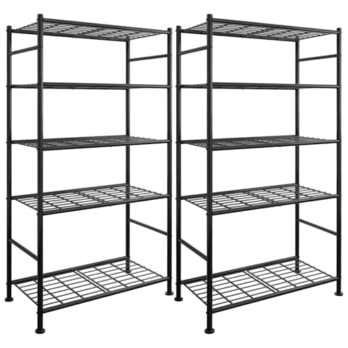 2-Pack Garage Storage Shelves - Heavy-Duty Steel, 33.5 x 12.6 x 72 Inches, Black