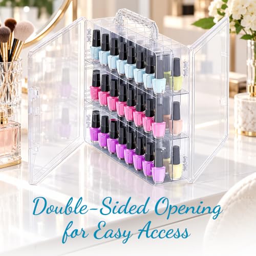 Nail Polish Organizer Case for 48 Bottles - Clear Travel & Storage Box