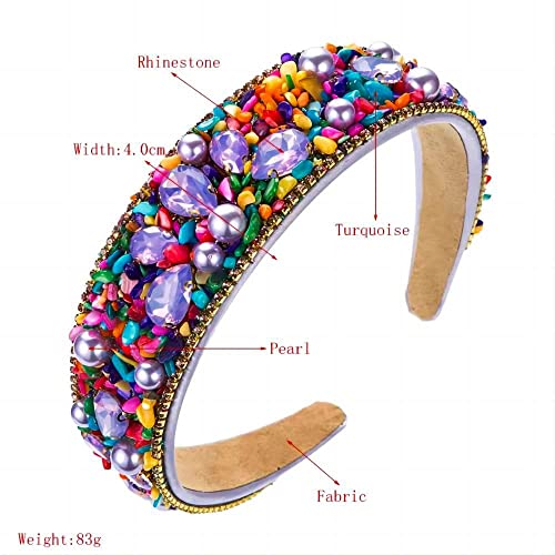 Girls Rainbow Rhinestone Headband - Purple & Pink Party Hair Accessories