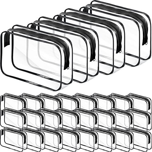 28-Pack Clear Cosmetic Bags with Zipper - Travel Makeup Organizer Set