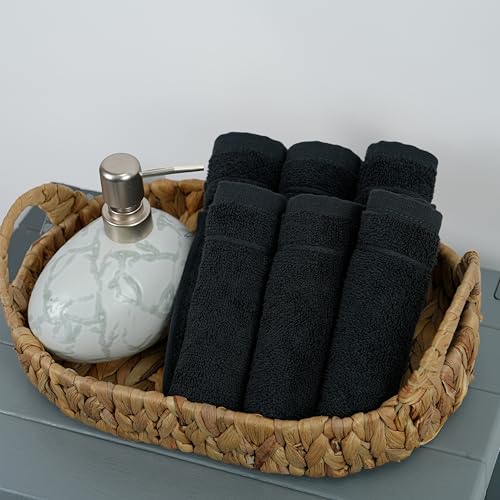 Black 24 Pack Washcloths Set - 12x12 Inches Cotton Towels for Bath & Spa - Tens Towels Variation of THIS listing