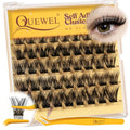 QUEWEL Self Adhesive Lash Clusters Kit, Pre Glued Eyelashes Clusters, 10-16MM Strong Hold Self Adhesive Lashes,D Curl Press On Lashes No Glue Needed DIY Lash Extensions Kit at Home(MJ05)