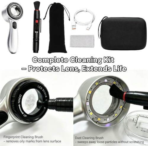 30x Portable Magnifying Dermatoscope with LED Light Modes for Skin & Scalp