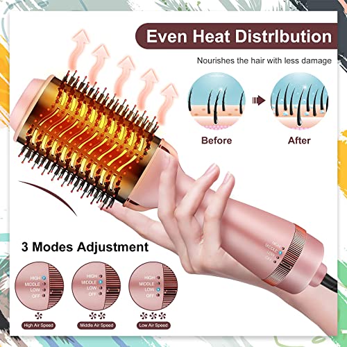 4-in-1 Hot Air Brush with Negative Ion for Hair Drying, Straightening & Curling