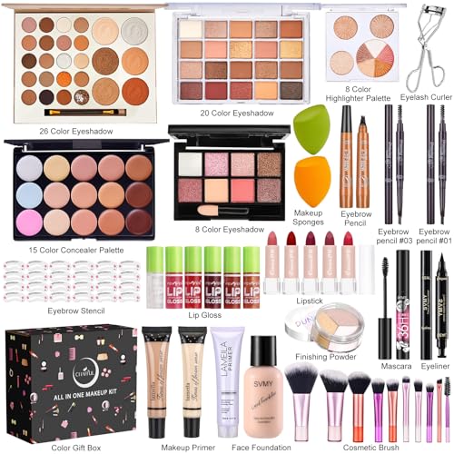 CHAFFUL All-in-One Makeup Kit for Women — Complete Gift Set w/ Brushes & Sponges