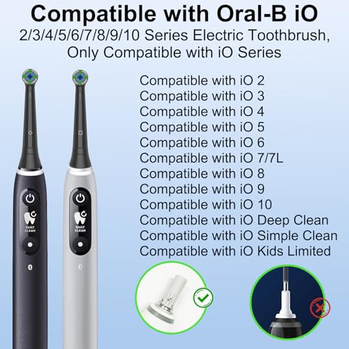 Qitizu Replacement Toothbrush Heads Compatible with Oral B iO Series 2-10, 8 Pack - Black