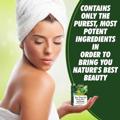 Tea Tree Oil Soap Bar for Face & Body, 4oz ?All Natural Remedy Skin Cleanser ? Pure Essential Oil Infused Skincare Cleansing Soap for Dirt & Acne - Tea Tree Face & Body Wash Made in USA