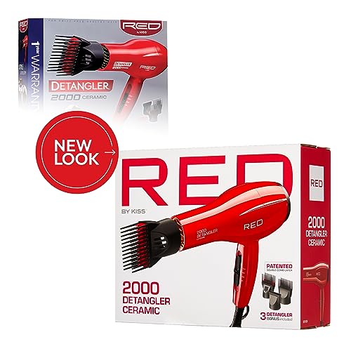 Detangler Hair Dryer with 3 Attachments - Lightweight Ionic Salon Tool