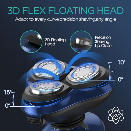 VOYOR Electric Razor for Men Cordless Shavers for Shaving with face sideburn Nose Ear Hair ?Rechargeable Wet Dry Waterproof TX410 New (New Version-Blue)